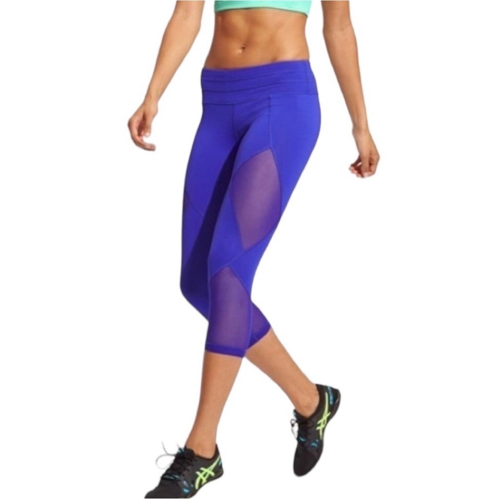 Athleta Leggings capri length blue sheer details